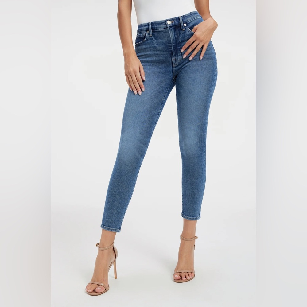 GOOD AMERICAN Good Waist Crop Skinny Denim Jeans Medium Dark Wash Size 26 / 2